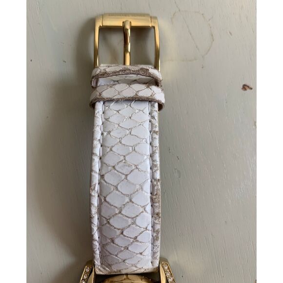 Michael Kors Watch White Python Snake Embossed Leather Band Mob Wife Crystals main image 5